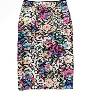 Artelier Nicole Miller Pencil Skirt Womens‎ 8 Multicolor Floral Lace Back Zip